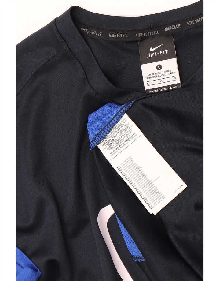 Мужская футболка Nike Dri Fit с графическим рисунком, большой темно-синий полиэстер с цветными блоками