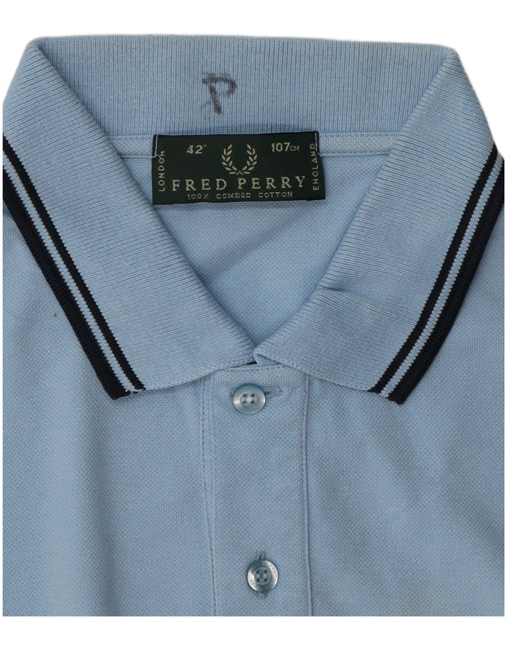 Мужская рубашка-поло FRED PERRY, хлопок среднего синего цвета