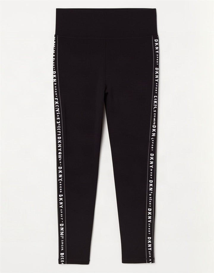 Женские леггинсы с рисунком Dkny UK 14, хлопковые, среднего размера, черные