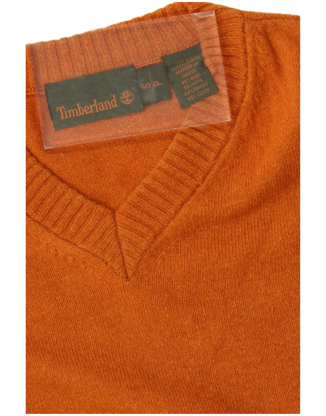Мужской джемпер с v-образным вырезом TIMBERLAND, маленький оранжевый шерстяной свитер