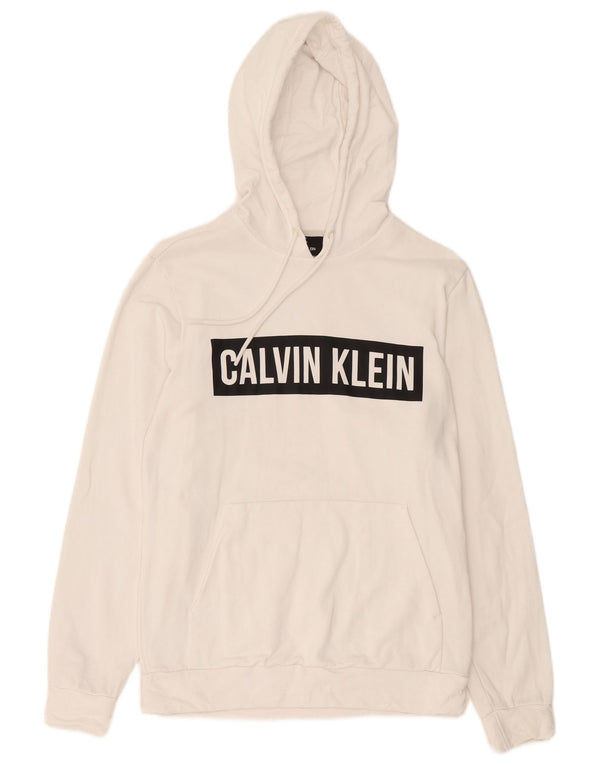 Мужской джемпер с капюшоном Calvin Klein, средний белый, хлопок с цветными блоками