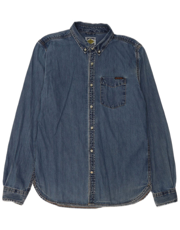 Мужская джинсовая рубашка Superdry XL, синяя, хлопок