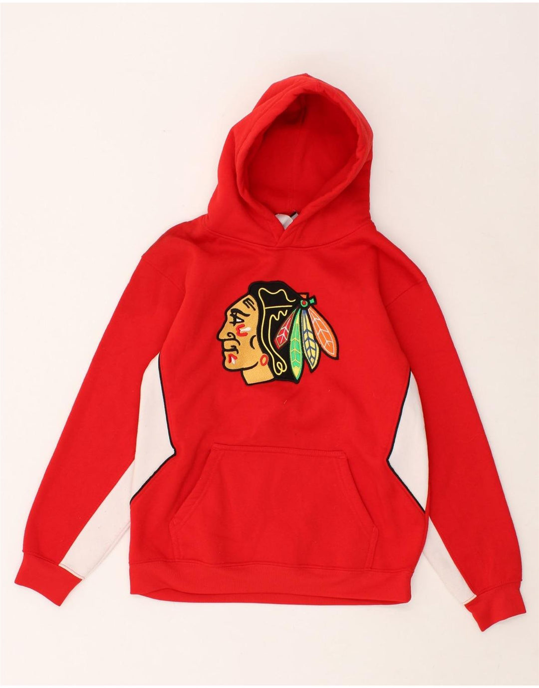 NHL Boys Hockey Abstract Pattern Hoodie Jumper 8-9 Years Red Colourblock | Vintage NHL | Thrift | Second-Hand NHL | Used Clothing | Messina Hembry 