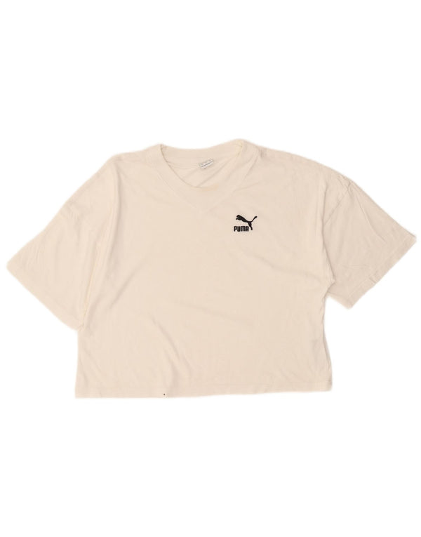 Женская укороченная футболка оверсайз Puma UK 6 XS, белый хлопок