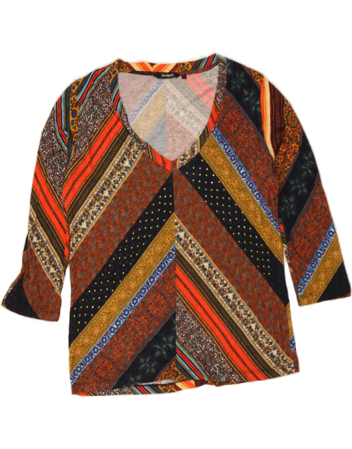 DESIGUAL Womens Top 3/4 Sleeve UK 14 Large Multicoloured Floral Vintage Desigual and Second-Hand Desigual from Messina Hembry 