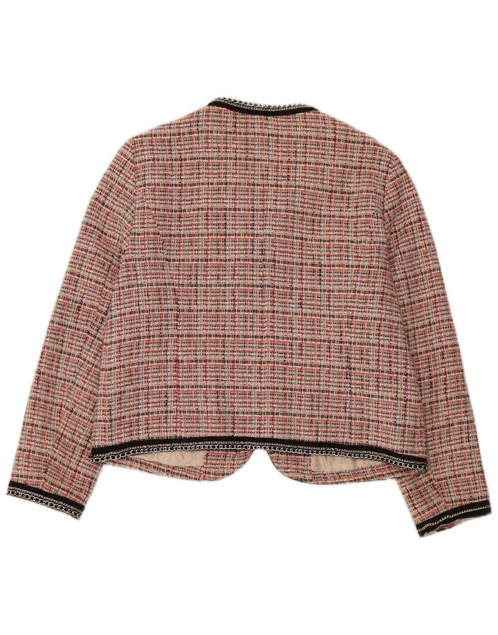 Женский пиджак Zara UK 18 XL, хлопок в розовую клетку