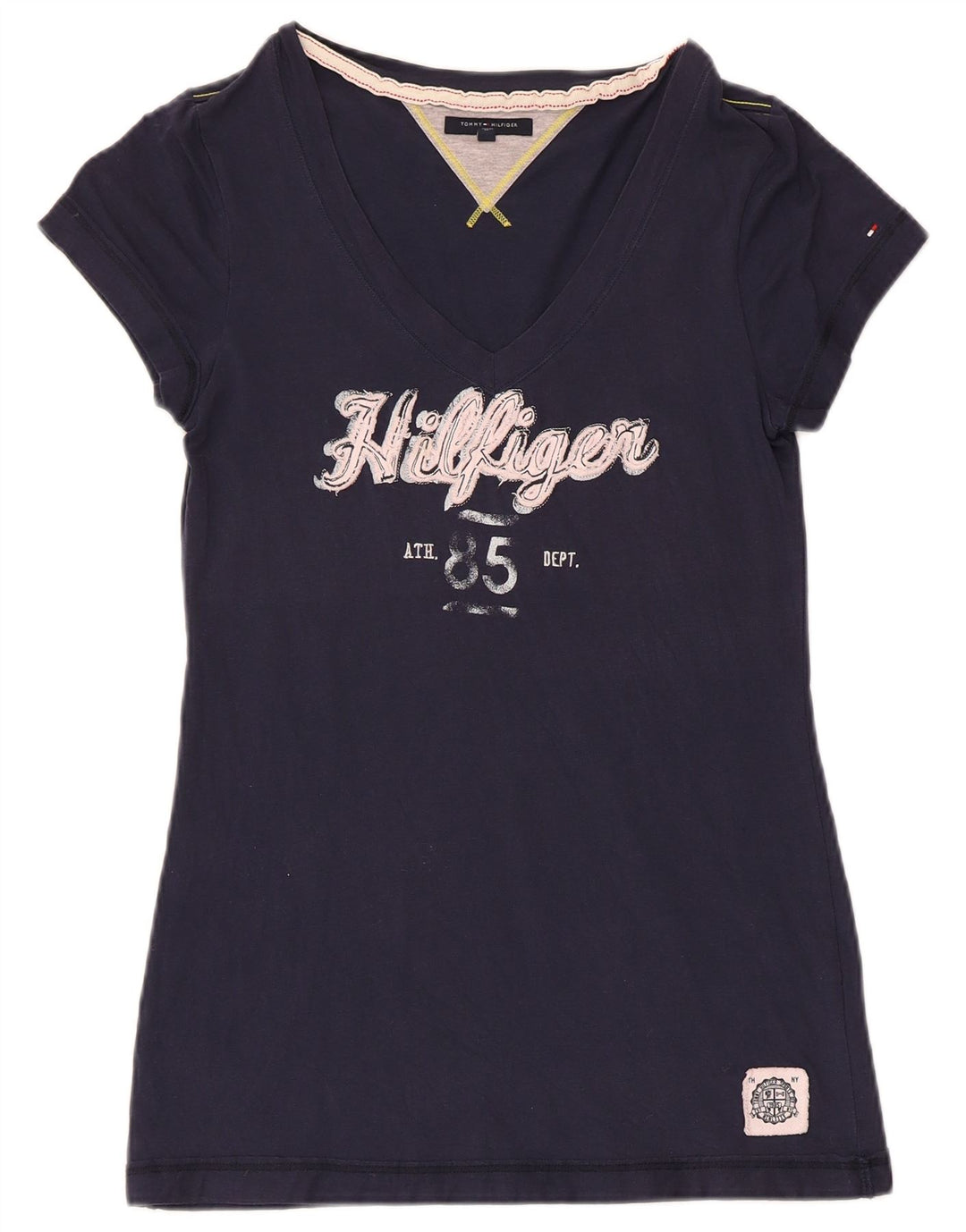 TOMMY HILFIGER Женская футболка с рисунком Top UK 12 Medium Navy Blue Хлопок