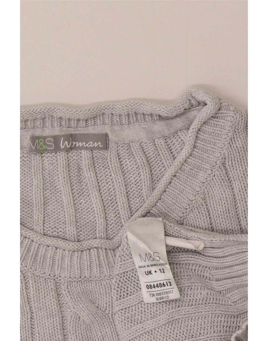 Женский джемпер с круглым вырезом Marks & Spencer, британский цвет 12, средний синий хлопок
