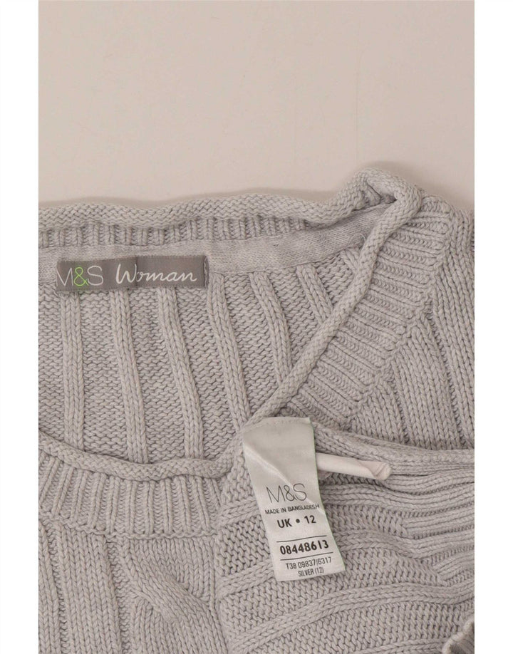 Женский джемпер с круглым вырезом Marks & Spencer, британский цвет 12, средний синий хлопок