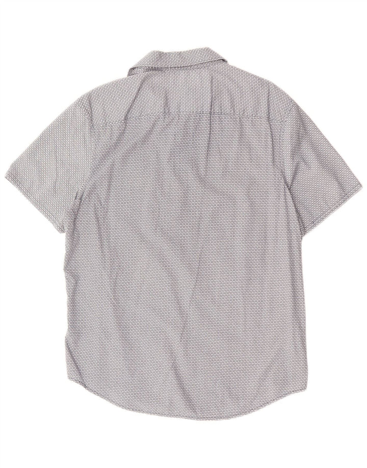 Мужская рубашка узкого кроя с коротким рукавом PENGUIN Heritage, большая синяя с геометрическим узором