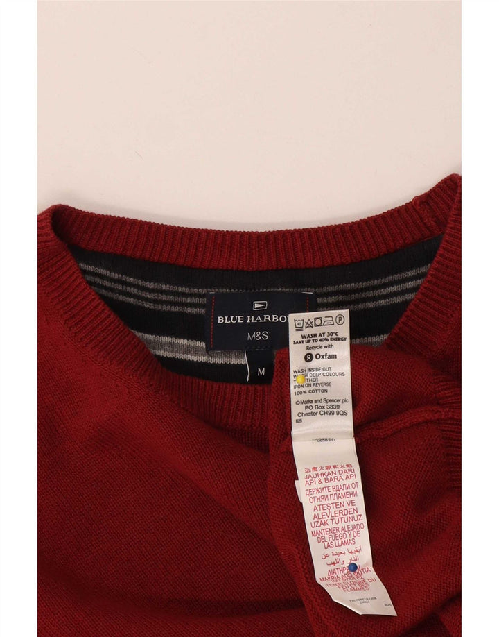 Мужской синий джемпер с круглым вырезом Marks & Spencer, средний красный