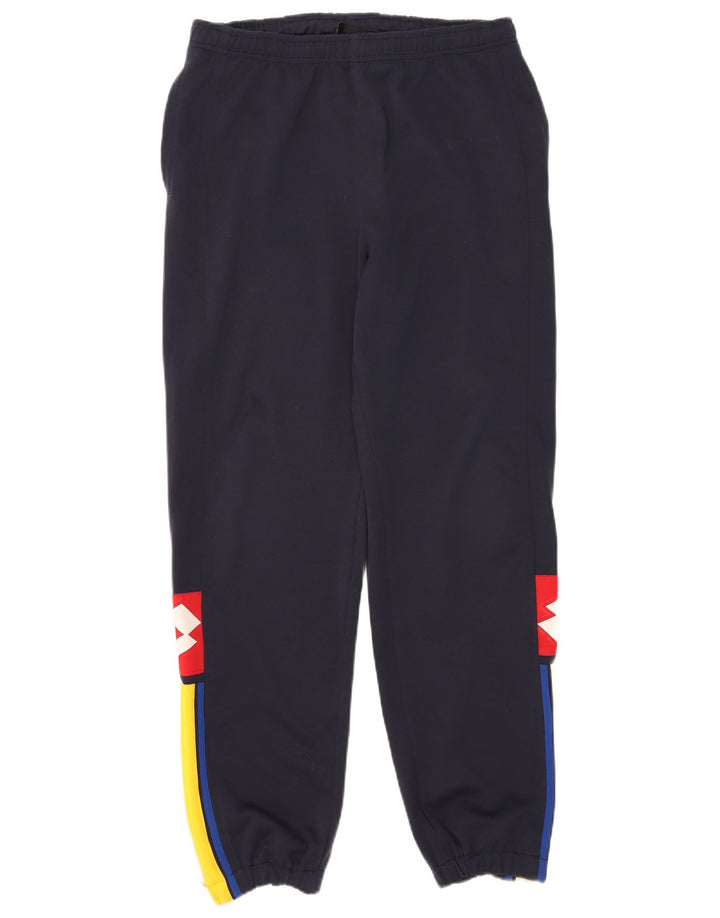 Мужской спортивный костюм Lotto с графическим рисунком, большой размер, темно-синий, полиэстер с цветными блоками