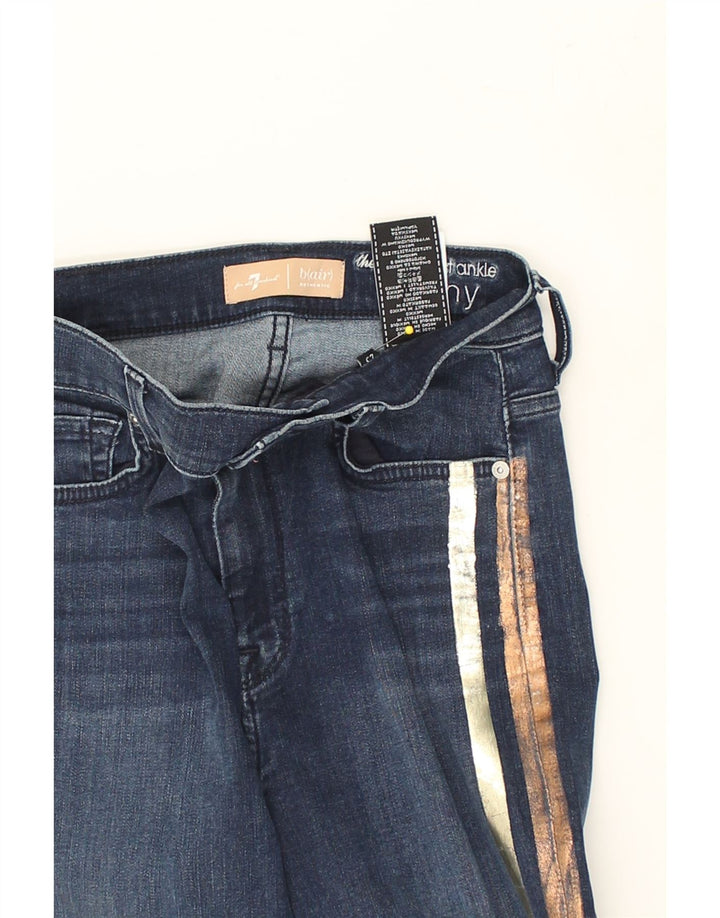 7 FOR ALL MANKIND Womens Skinny Jeans W25 L27 Blue Colourblock Cotton | Vintage 7 For All Mankind | Thrift | Second-Hand 7 For All Mankind | Used Clothing | Messina Hembry 