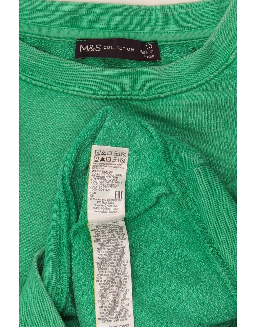 Женский свитер оверсайз Marks & Spencer, 10 шт., зеленый хлопок, Великобритания