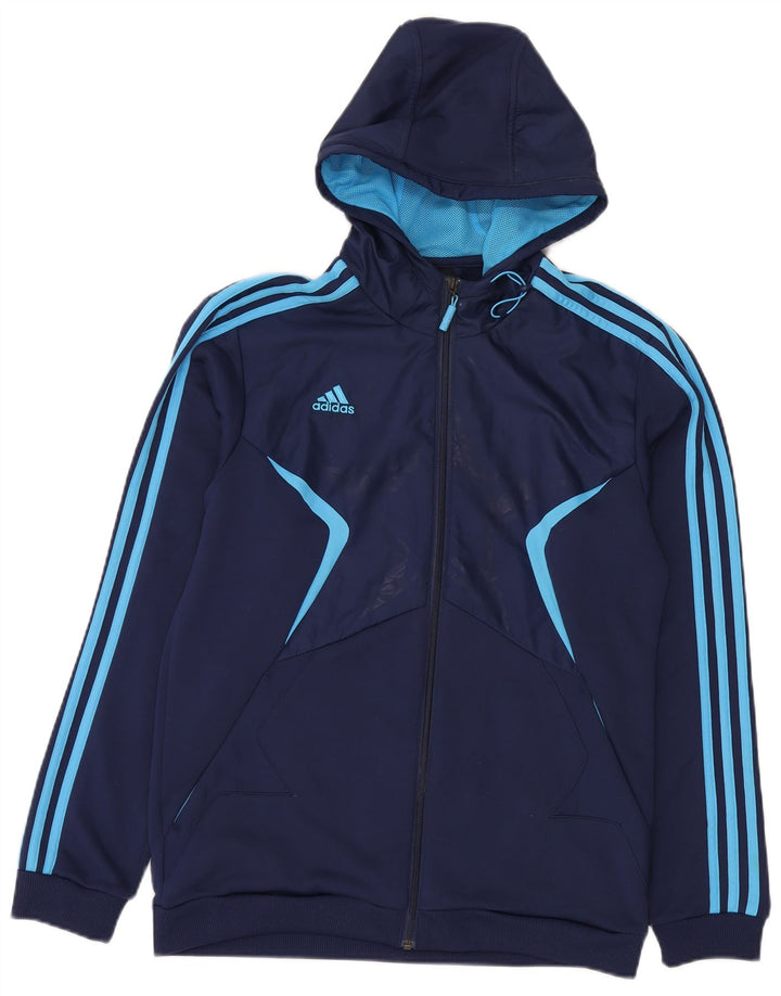 Мужской свитер с капюшоном на молнии Adidas среднего размера, темно-синий, полиэстер