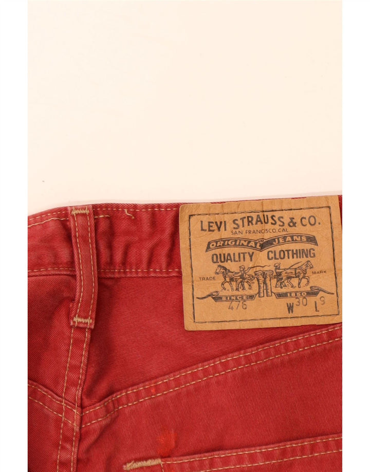 Мужские джинсовые шорты LEVI'S 476 W30, средний красный хлопок