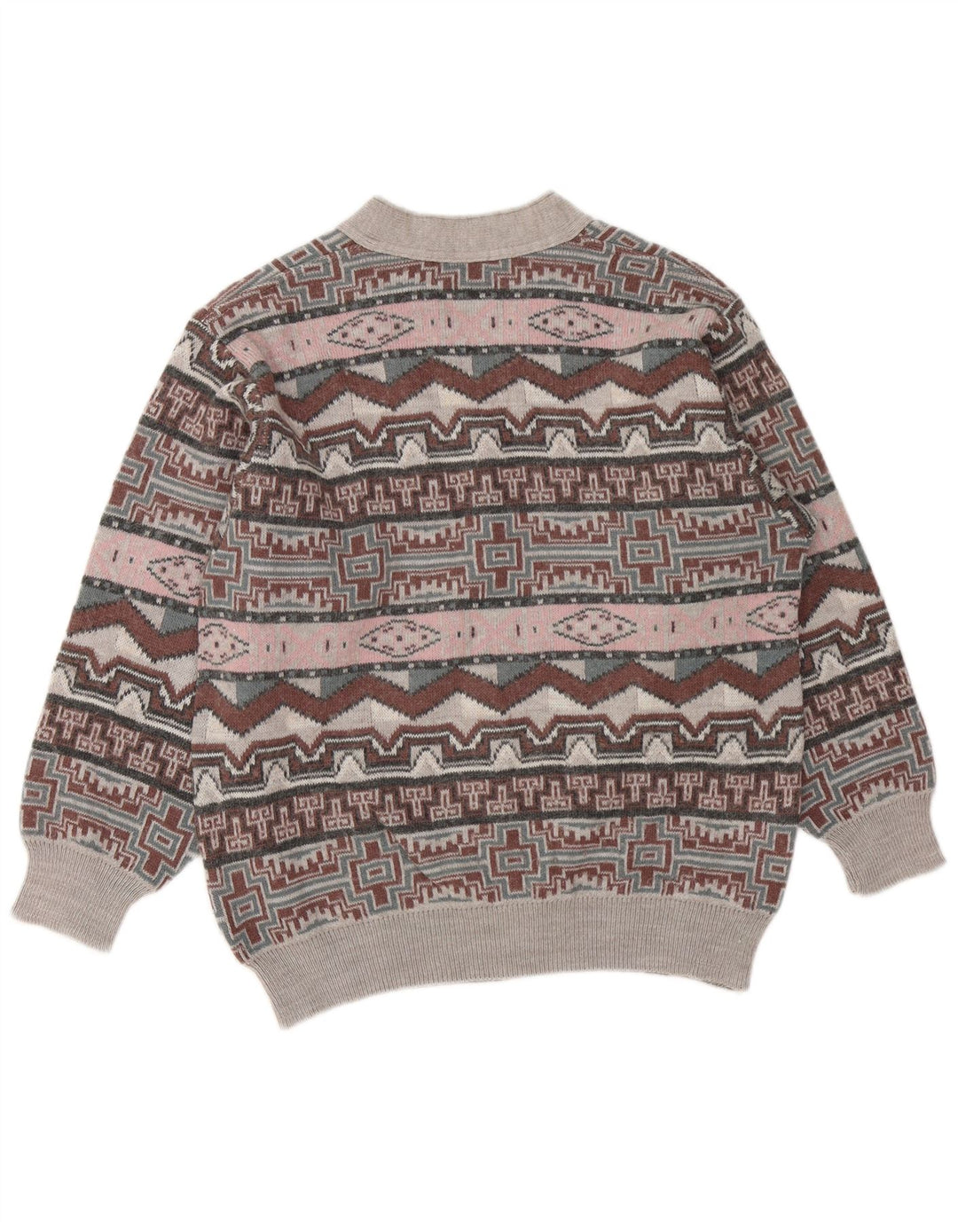 ВИНТАЖНЫЙ мужской джемпер с v-образным вырезом, средний серый свитер с геометрическим узором