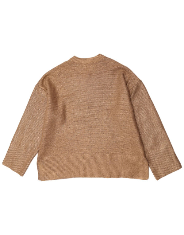 Женский свободный джемпер с круглым вырезом Zara UK 10, маленький бежевый акрил