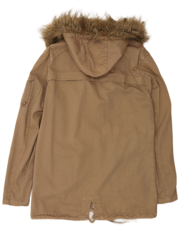 Мужская парка с капюшоном Zara UK 36, маленькая, бежевая