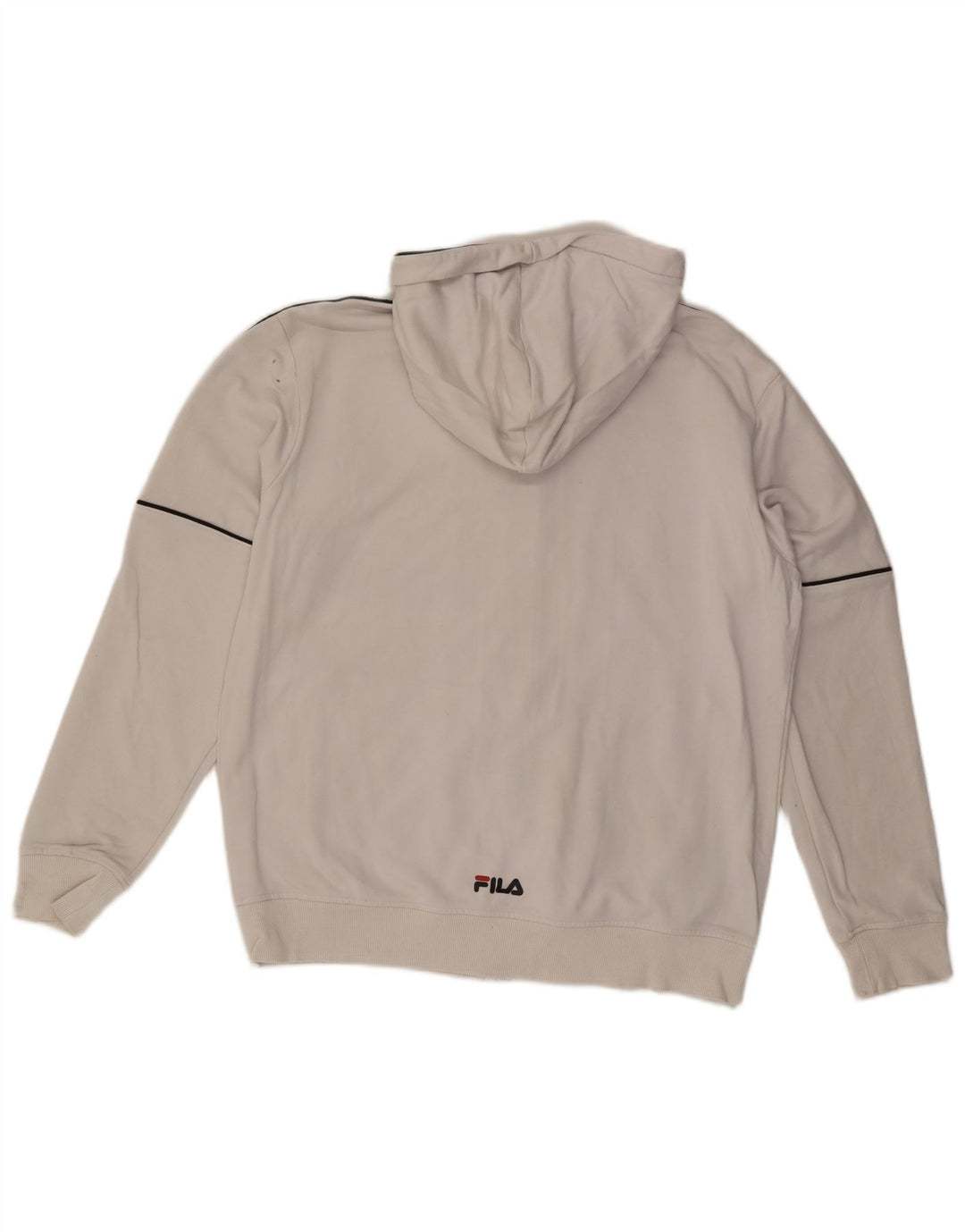 FILA Мужской свитер с капюшоном и молнией с графическим рисунком, большой белый хлопок с цветными блоками