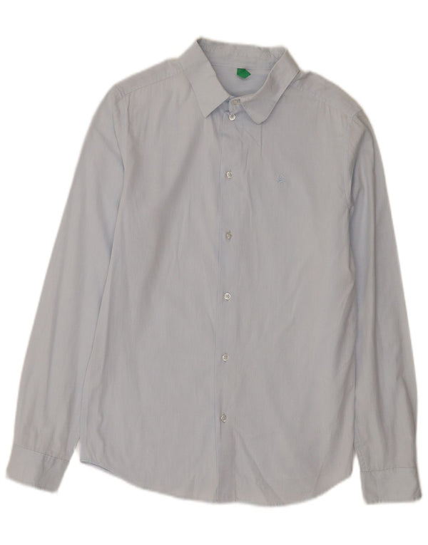 Рубашка BENETTON для мальчиков 11-12 лет, размер 2XL, синяя хлопковая полоска