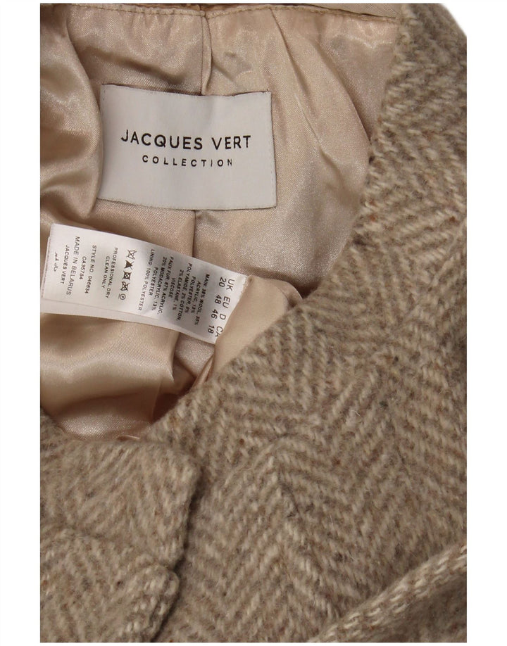 JACQUES VERT Женское пальто UK 20 XL Серое шерстяное с узором «елочка»