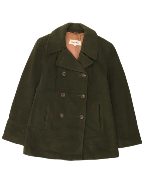 Женское полупальто CALVIN KLEIN US 6, средний цвет хаки, шерсть