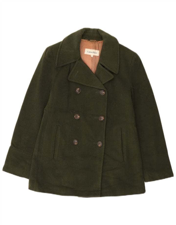 Женское полупальто CALVIN KLEIN US 6, средний цвет хаки, шерсть