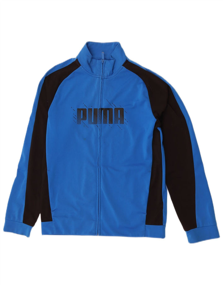 Спортивный костюм Puma для мальчиков с графическим рисунком, верхняя куртка 13–14 лет, синяя с цветными блоками