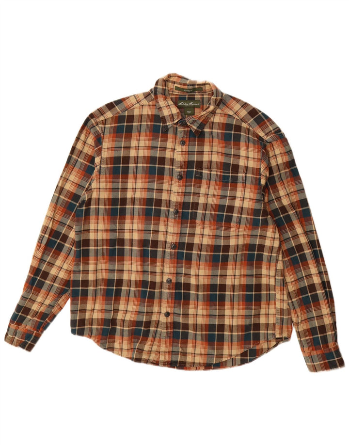 Мужская фланелевая рубашка Eddie Bauer, большая бежевая клетка, хлопок