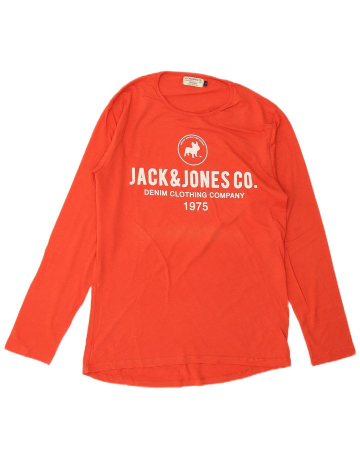 Мужской топ с длинным рукавом JACK & JONES, большой оранжевый хлопок, с рисунком