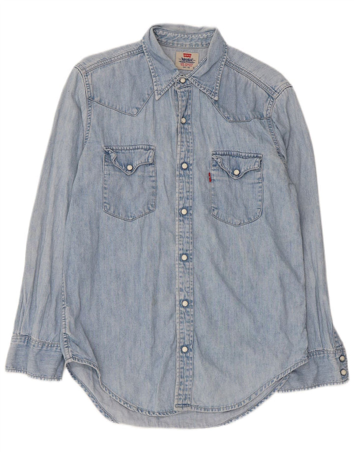 Мужская джинсовая рубашка Levi's, маленькая синяя, хлопок