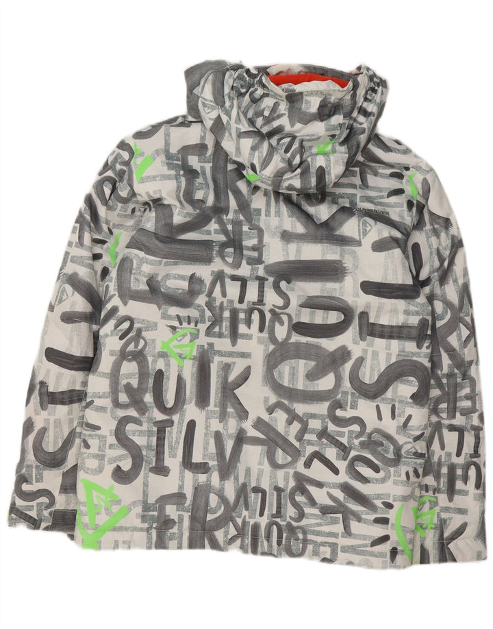 Лыжная куртка Quiksilver с капюшоном и графическим рисунком для мальчиков 13–14 лет, большая серая полиэстер