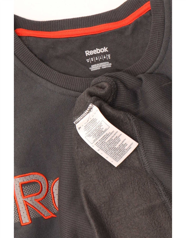 Reebok Мужской свитшот с рисунком, хлопковый джемпер среднего серого цвета