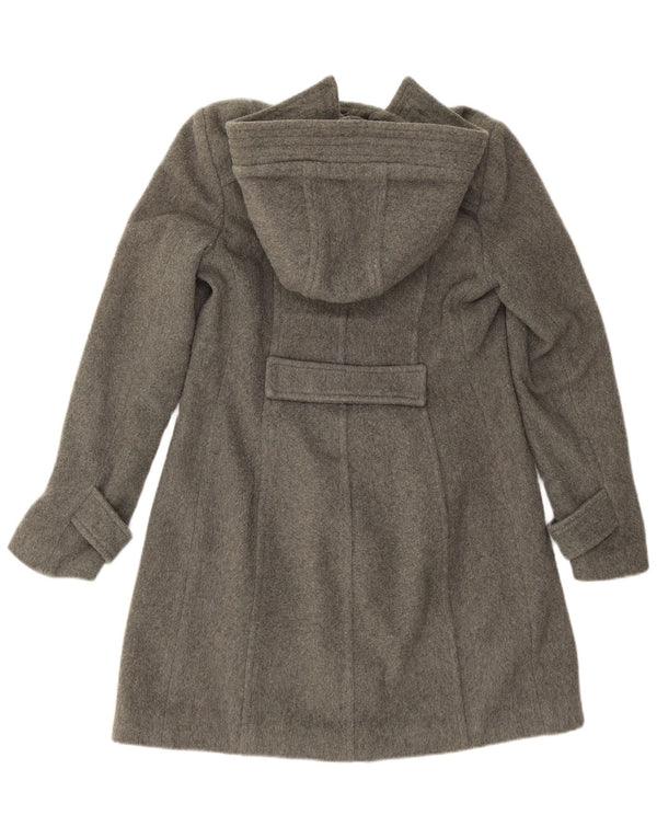 Винтажный женский дафлкот с капюшоном IT 44 Medium Grey Wool