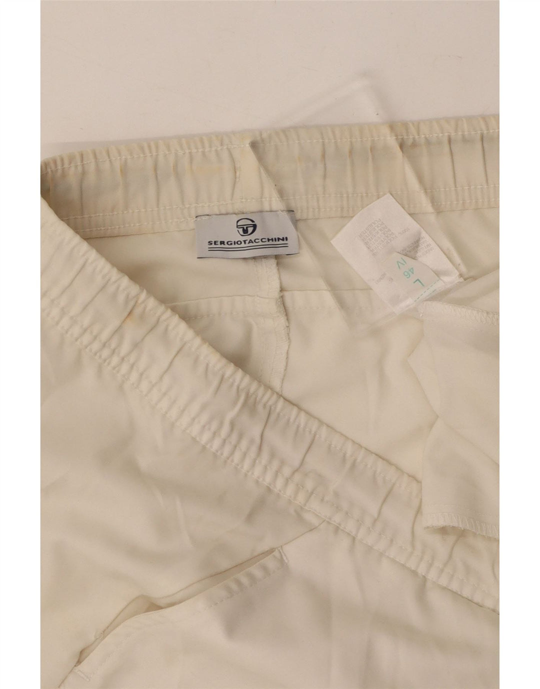 SERGIO TACCHINI Womens Sport Shorts IT 46 Large  Off White Polyester Vintage Sergio Tacchini and Second-Hand Sergio Tacchini from Messina Hembry 