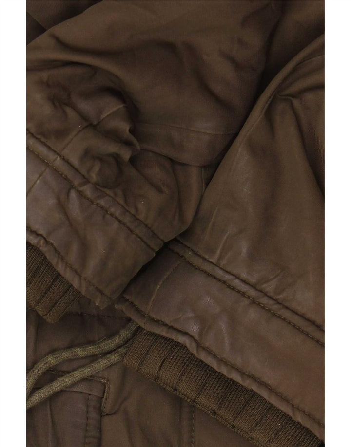 Женская парка из шерпы с капюшоном Zara UK 14, средний хаки