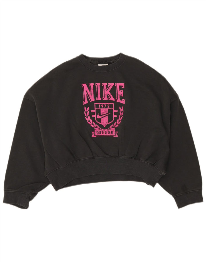 NIKE Girls Oregon Oversized Sweatshirt Jumper 8-9 Years Small Black