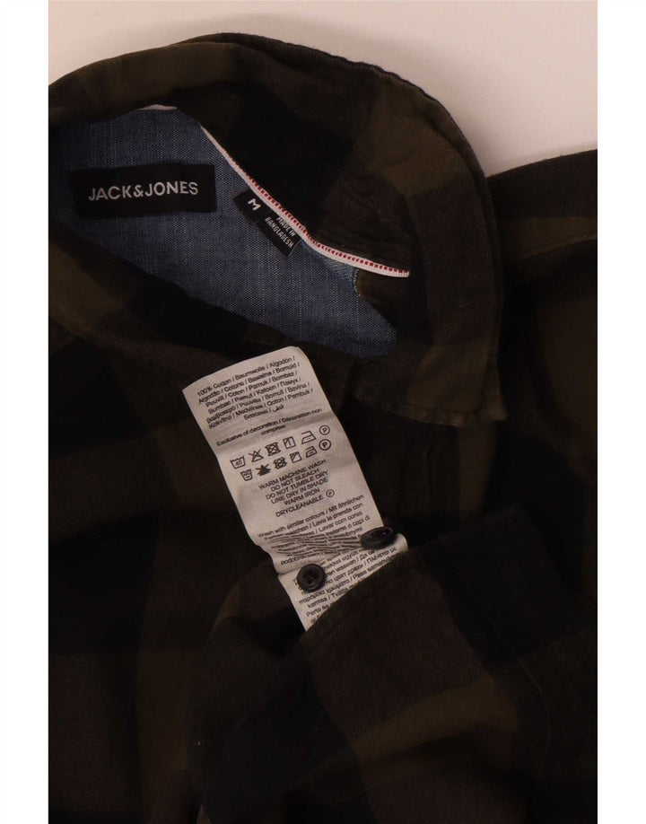 Мужская фланелевая рубашка Jack & Jones среднего цвета, хаки, хлопок в мелкую клетку