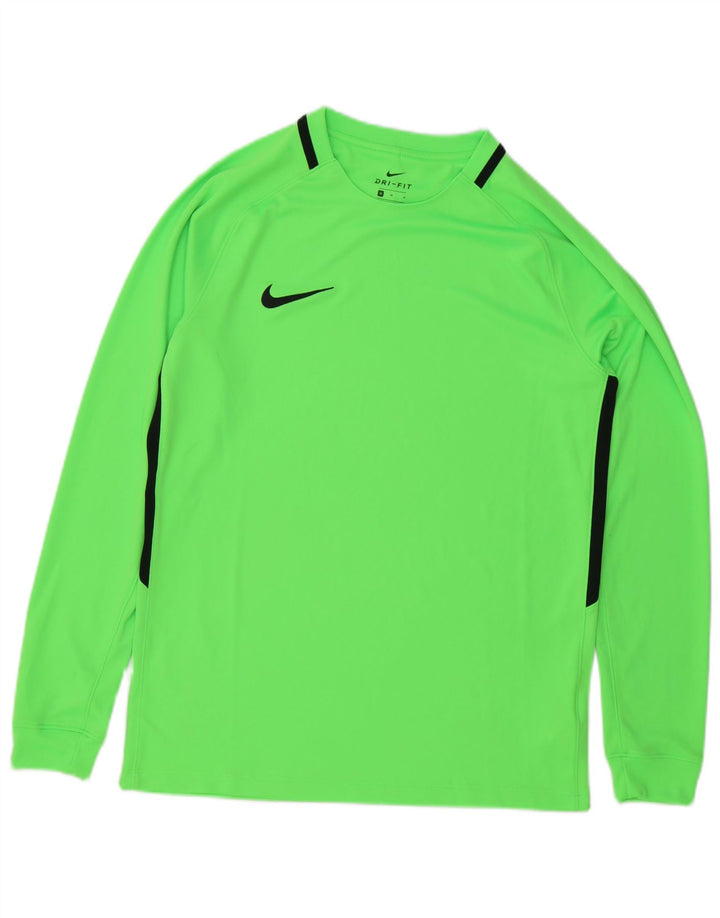 Мужской топ Nike Dri Fit с длинным рукавом, средний зеленый полиэстер с цветными блоками