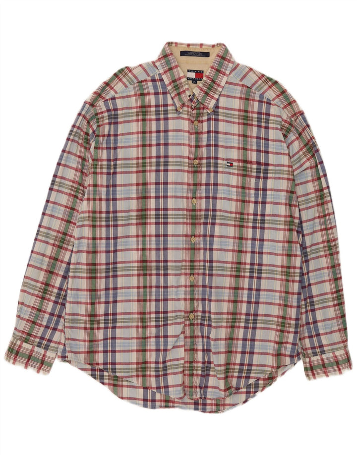 Мужская рубашка Tommy Hilfiger XL в разноцветную клетку из хлопка
