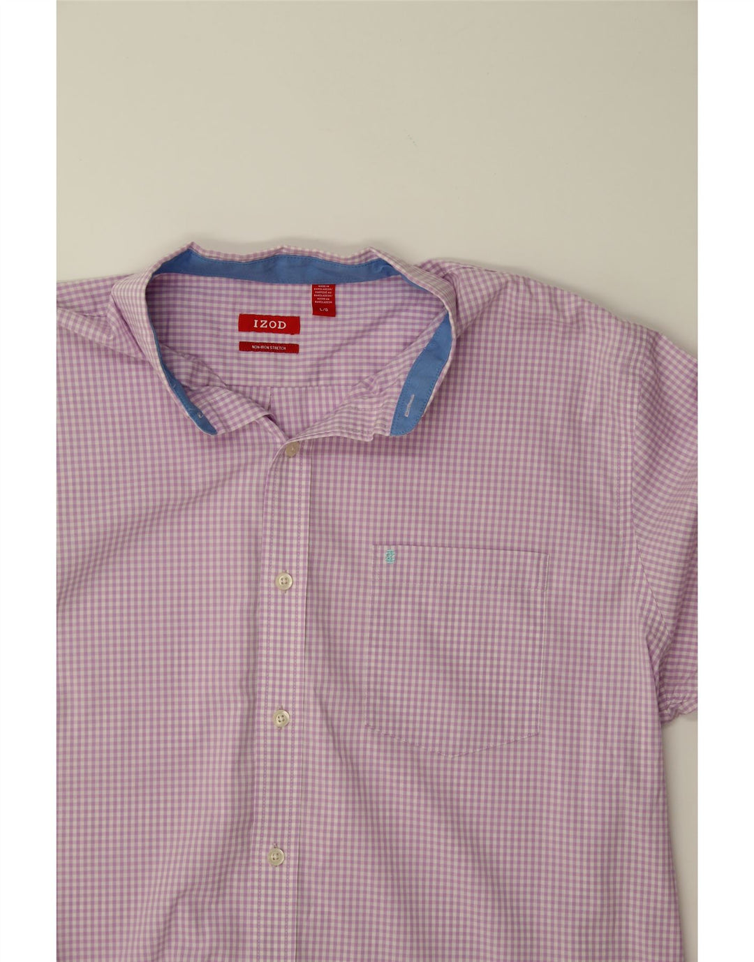IZOD Mens Shirt Large Pink Gingham Cotton Vintage Izod and Second-Hand Izod from Messina Hembry 