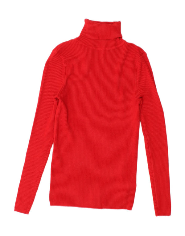 Marks & Spencer Womens Roll Neck Top Long Sleeve UK 10 Small Red Viscose
