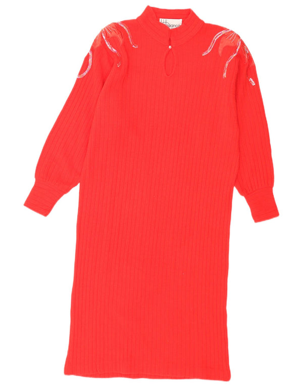 Женское платье-джемпер с длинными рукавами Nelly Bianco IT 48 XL, красное, из ангоры с цветочным принтом