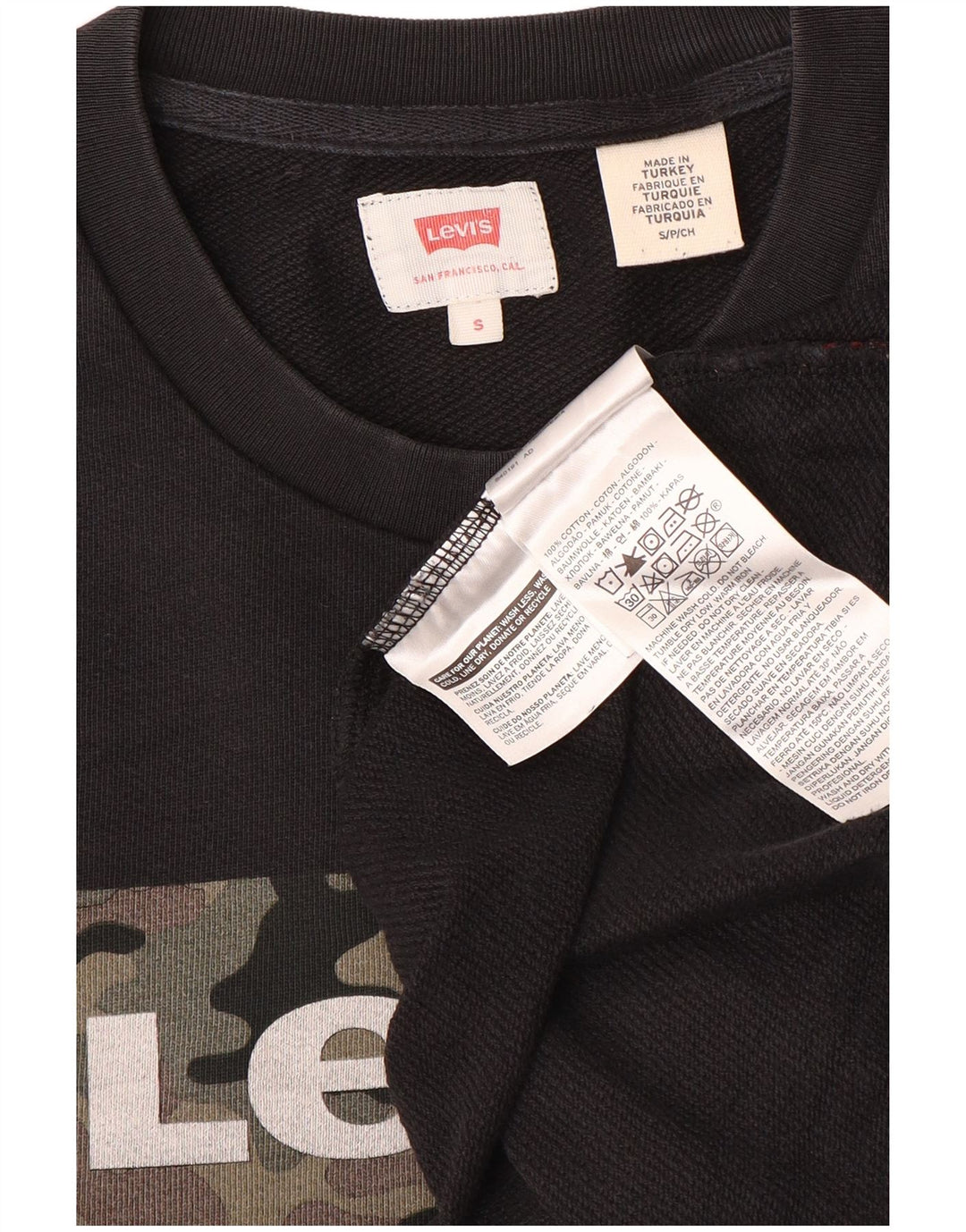 Мужской свитшот с рисунком Levi's, маленький черный хлопковый джемпер