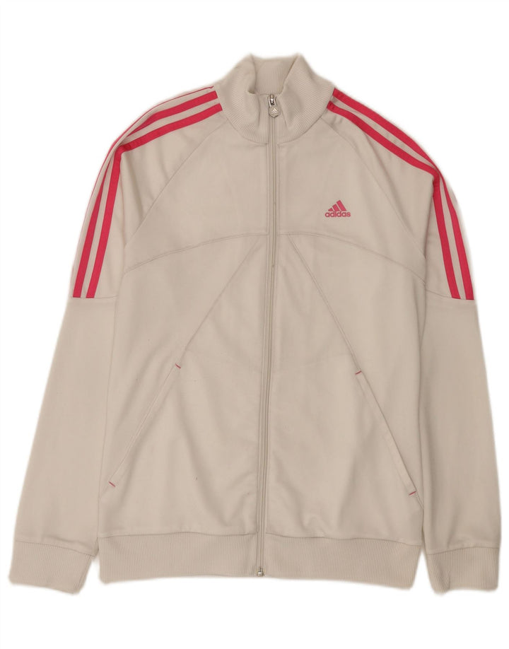 Спортивный костюм Adidas для девочек с графическим рисунком, верхняя куртка 14-15 лет, белый полиэстер