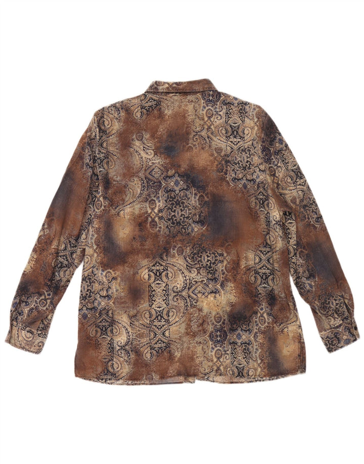 Винтажная женская рубашка оверсайз IT 44 Medium Brown Paisley Tencel