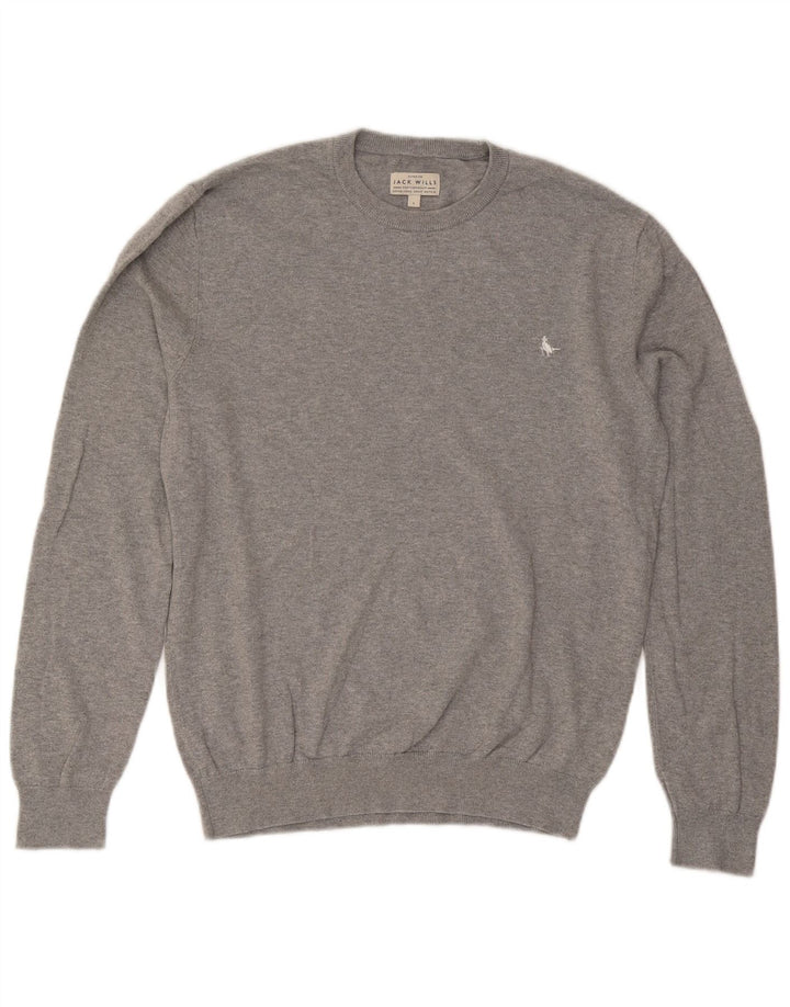 Мужской джемпер с круглым вырезом Jack Wills, большой серый хлопковый свитер