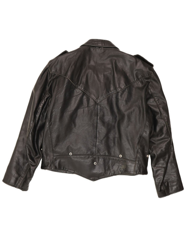 Винтажная мужская кожаная куртка в стиле милитари UK 42 XL, черная