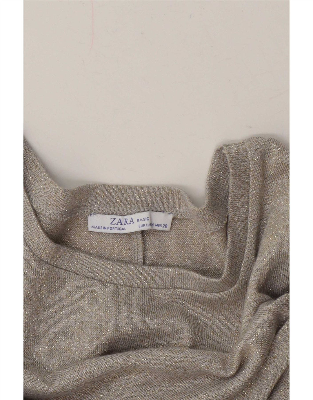 Женская укороченная блузка оверсайз Zara UK 14, средний бежевый в крапинку